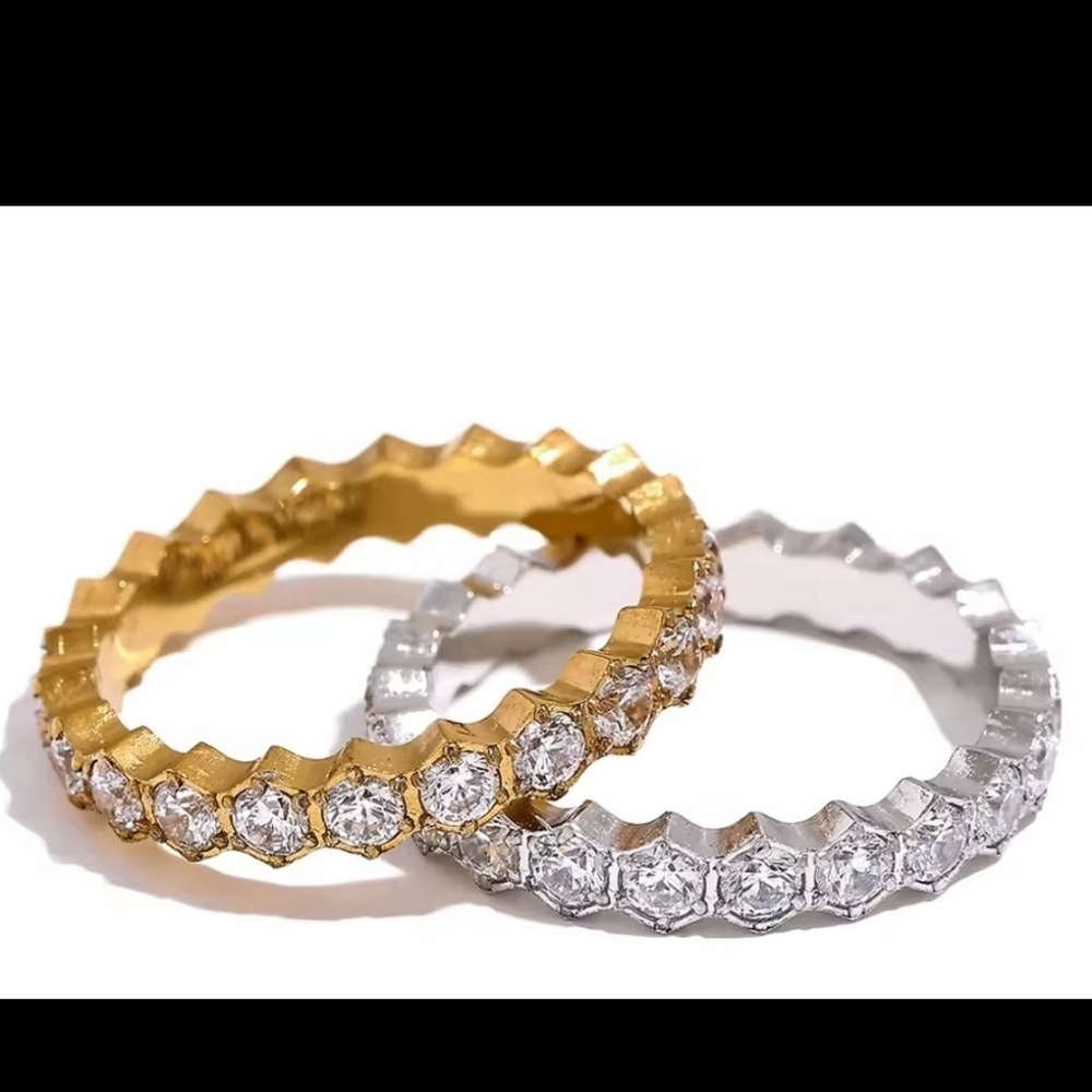 NEW Bezel Mount Stainless Steel Eternity Rings - Multiple Sizes - Picture 9 of 9